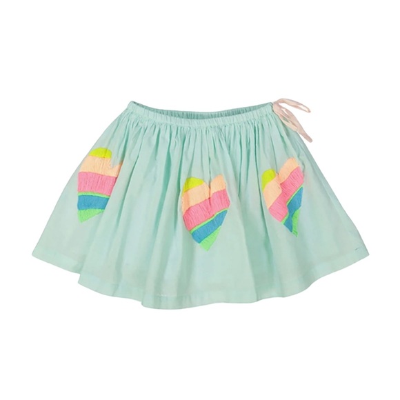 Everbloom Girls Adeline seafoam skirt with rainbow hearts sz 4T like new - Picture 1 of 4